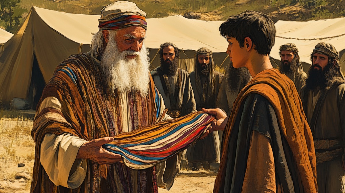 Joseph and His Coat of Many Colours - illustrated Bible scene
